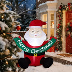 5.8FT Lighted Christmas Inflatable Decoration, Inflatable Santa Claus Holding Banner, Funny Blow Up Yard Decorations With Built-in LED Lights For Holiday Party Front Yard Lawn Garden Decor - The Premium