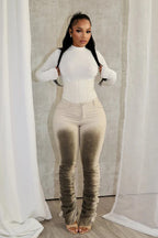 Fashionable Sexy Slim-fit Distressed Retro-style Stacked Pants