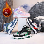 Casual Leather Sports Board Shoes High-top Velvet Thermal