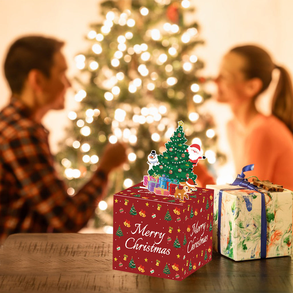 Christmas Money Box For Cash Gift Pull Surprise Money Holder Cash Gift Xmas Money Pull Box With Christmas Tree Card And Transparent Bags For Christmas Birthday New Year Party Supplies