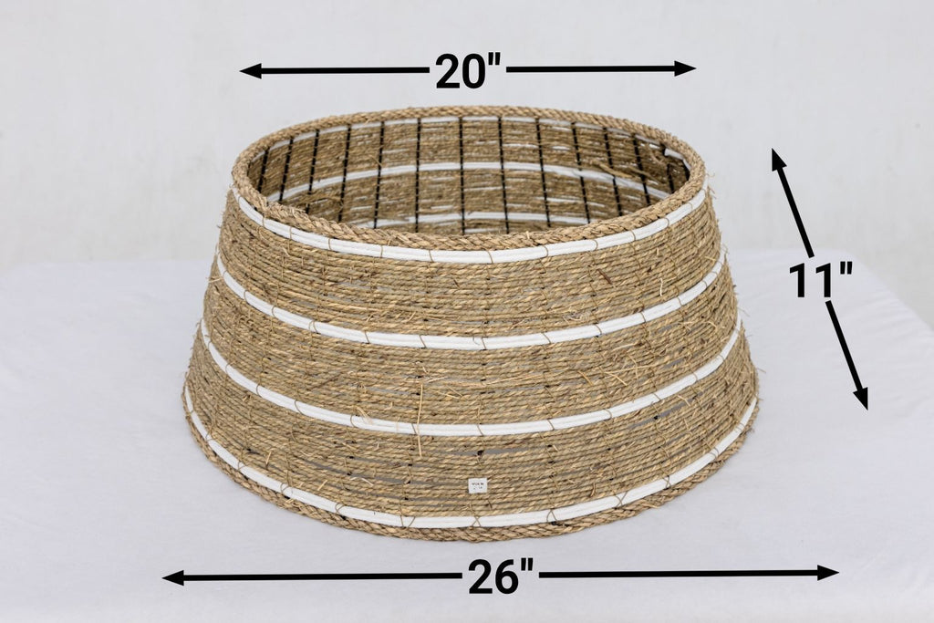 Woven Seagrass Christmas Tree Collar Boho Coastal Farmhouse Decor