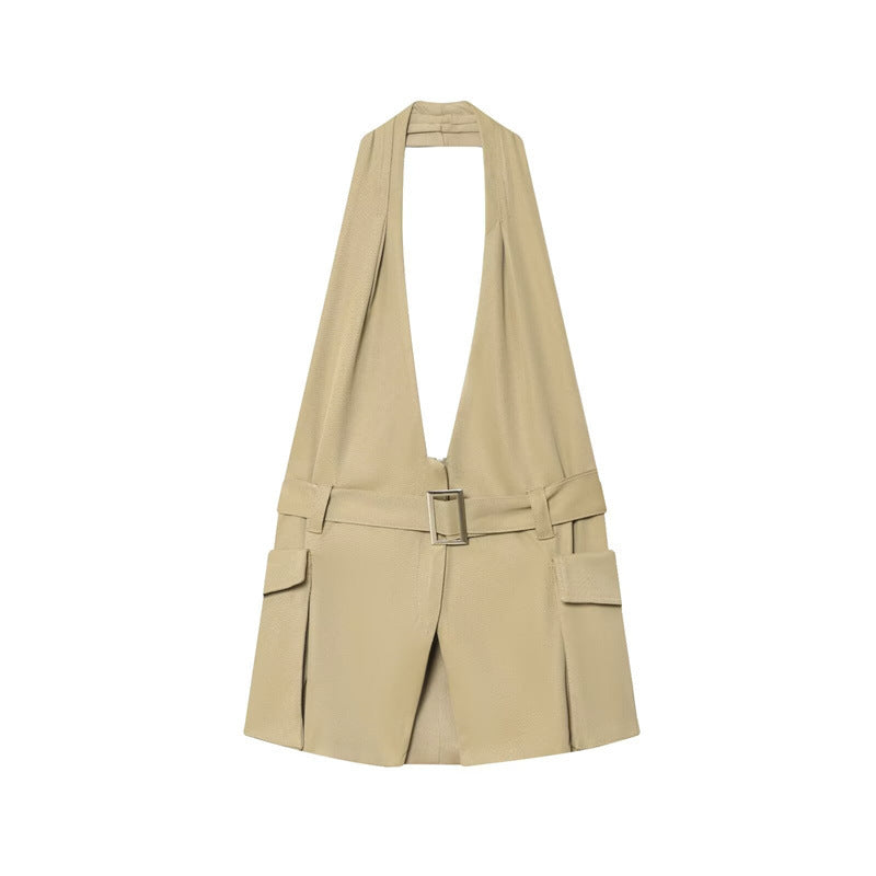 Sexy Style Backless Hanging Collar Top For Women