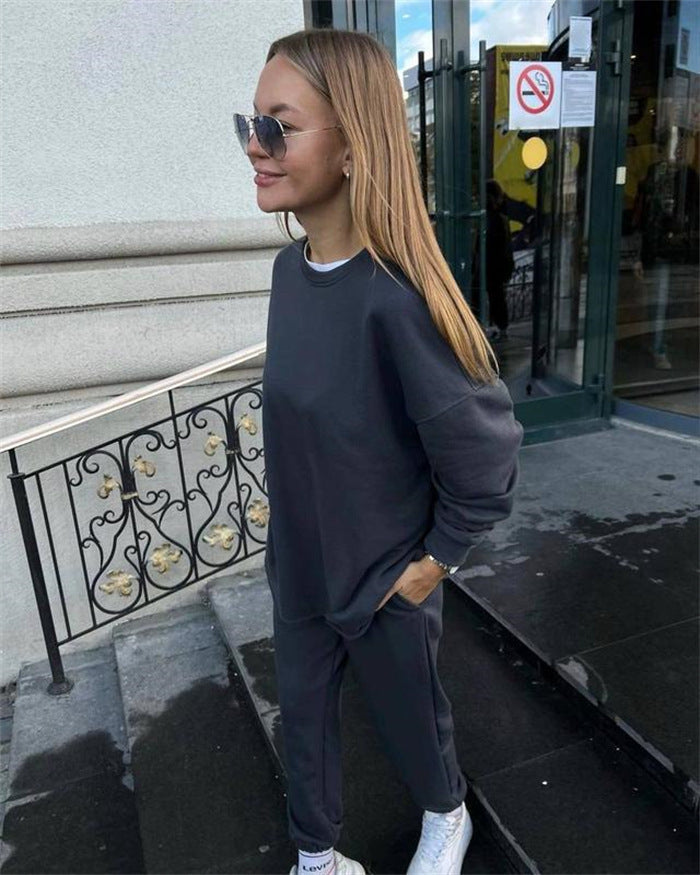 Fashionable Elastic Waistband Pants Two-piece Set