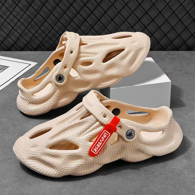 Coconut Slippers Couple Summer Dual-use Closed Toe Beach Hole Shoes