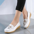 Two-layer Calf Leather Shoes Low-top Slip-on Women's Shoes