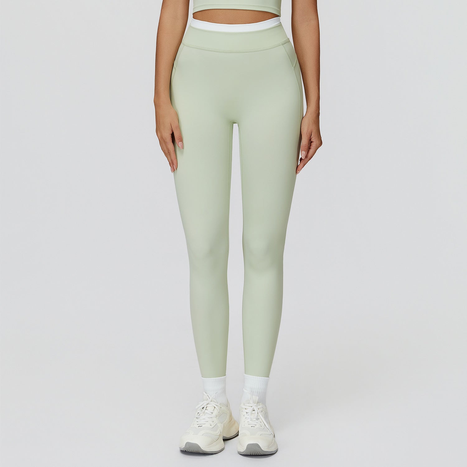 High Waist Contrast Color Tight Trousers Running Fitness Clothes