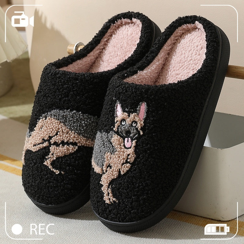 New Comfort Home Cute Cartoon Little Wolf Dog Winter Cotton Slippers