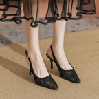 Lace Hollow-out Mesh Pointed High Heels Sexy