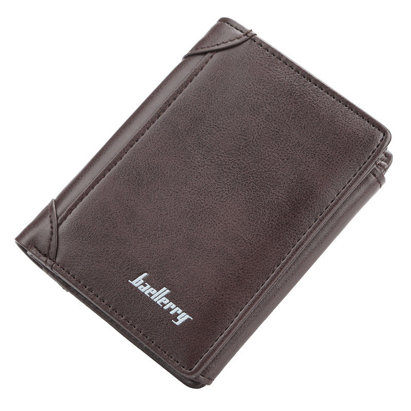 Wallet Men's Short Korean Version Of The Vertical Multi-card Position Three-fold Small Wallet Thin Buckle Coin Purse