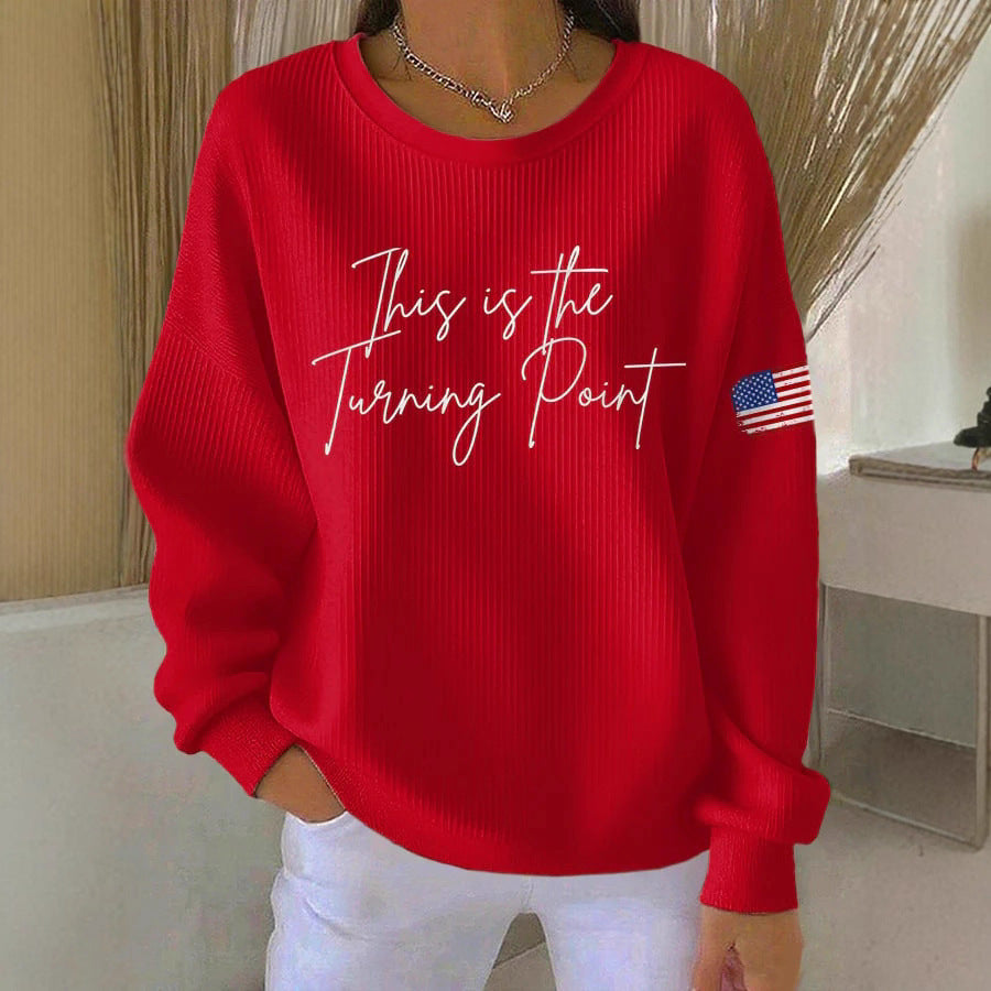 Trendy Women's Round Neck Pullover Sweatshirt
