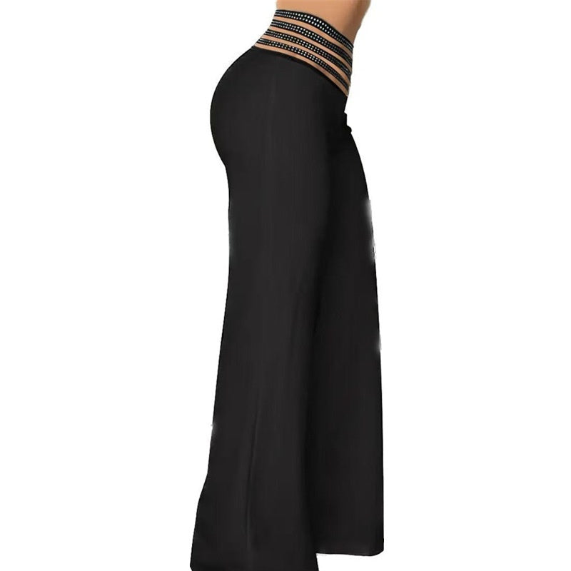 Women's Hollow-out Waistband Flared Pants High Waist Commuting Casual