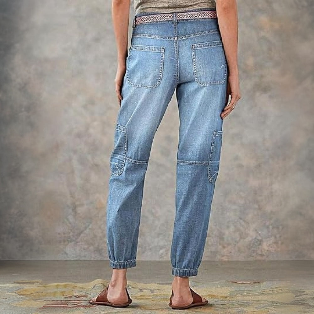 Women's High-Waist Lace-Up Jeans, Wide-Leg Full-Length Jeans With A Sexy Corset-Style Side Lacing, Statement Denim For Parties And Festivals.