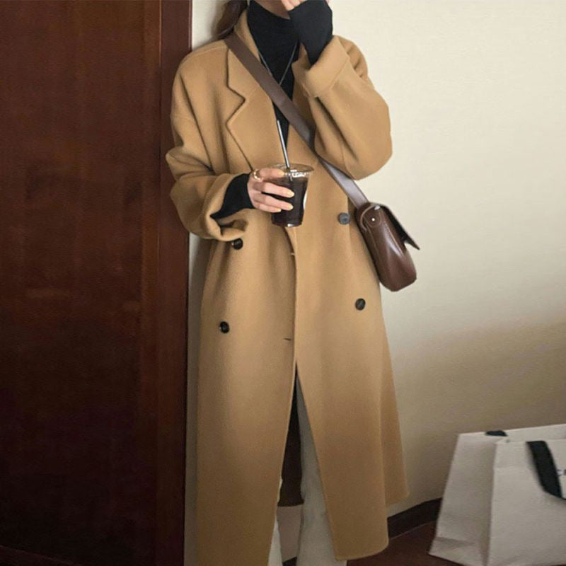 Fashionable Knee-length Mid-length Wool Coat For Women