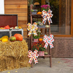 4 Rolls 20 Yards Thanksgiving Day Fall Autumn Wired Edge Ribbon Pumpkin Leaves Wired Ribbon Gingham Ribbon For Thanksgiving Decorations Party Gift Wrapping Craft DIY Project