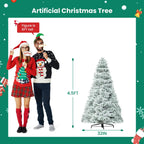 Pre-lit Artificial Christmas Tree, Prelighted Green Artificial Hinged Spruce Xmas Tree With 347 Branch Tips, 120 Incandescent Lights - The Premium