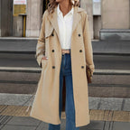 European And American Women's Clothing Double Breasted Belt Fleece Trench Coat Coat