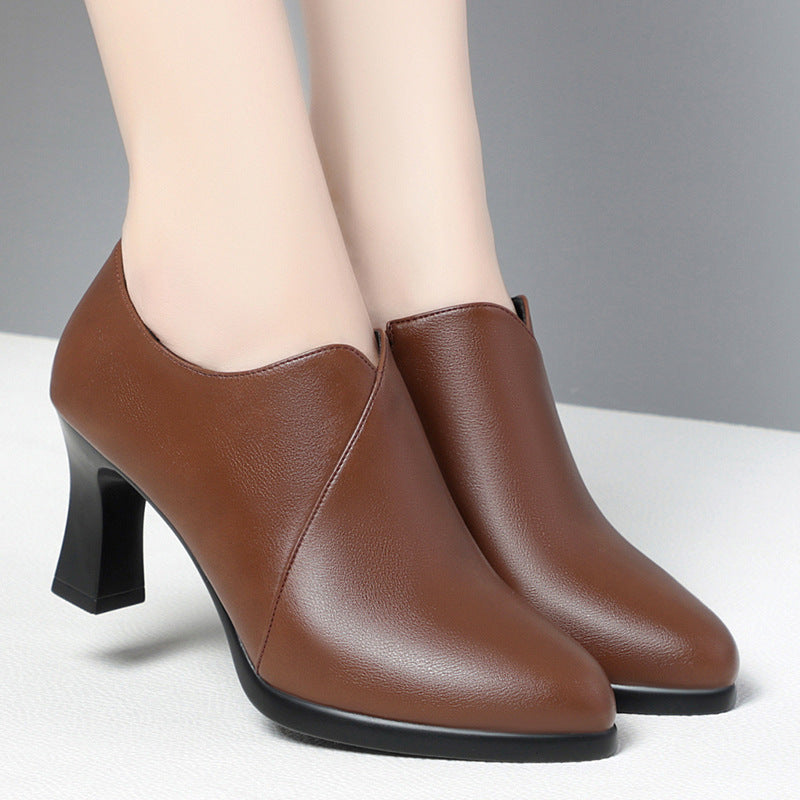 Soft Leather Deep Mouth Pumps Shoes