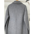 Gray Double Breasted Slimming Woolen Coat Outerwear