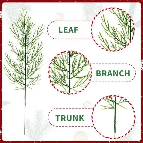 NOVWANG 60 Pieces Artificial Pine Branches, Artificial Cedar Stems And Artificial Snow Pine Branches For Christmas Decoration Christmas Picks For DIY Garland Craft Family Kitchen Holiday Decoration - The Premium