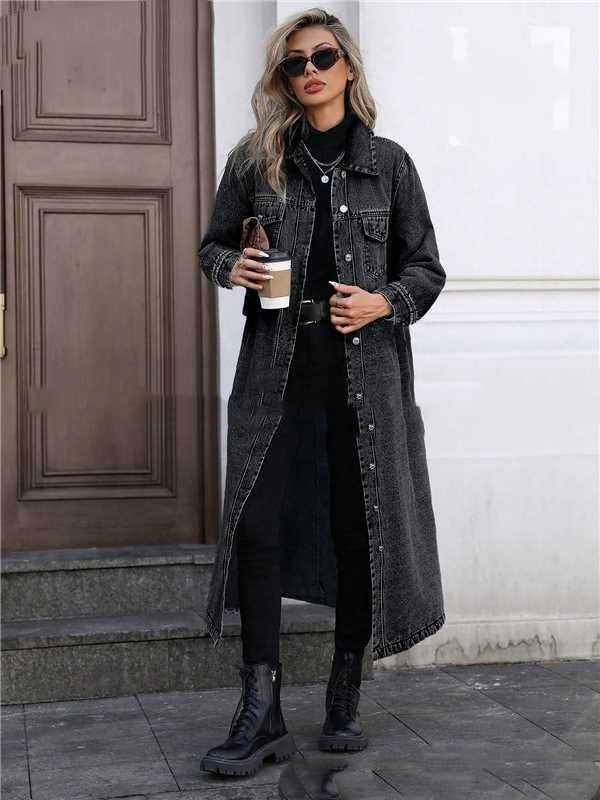 Ripped Mid-length Denim Jacket Amazon Wash Long Sleeve