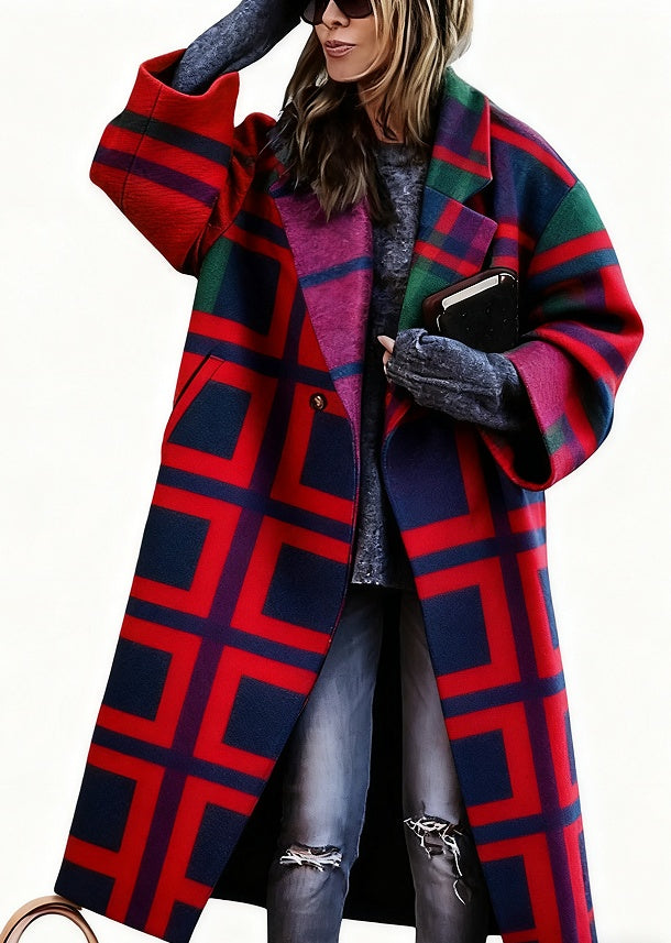 Lady's Multi -color  Long-sleeved  Coat
