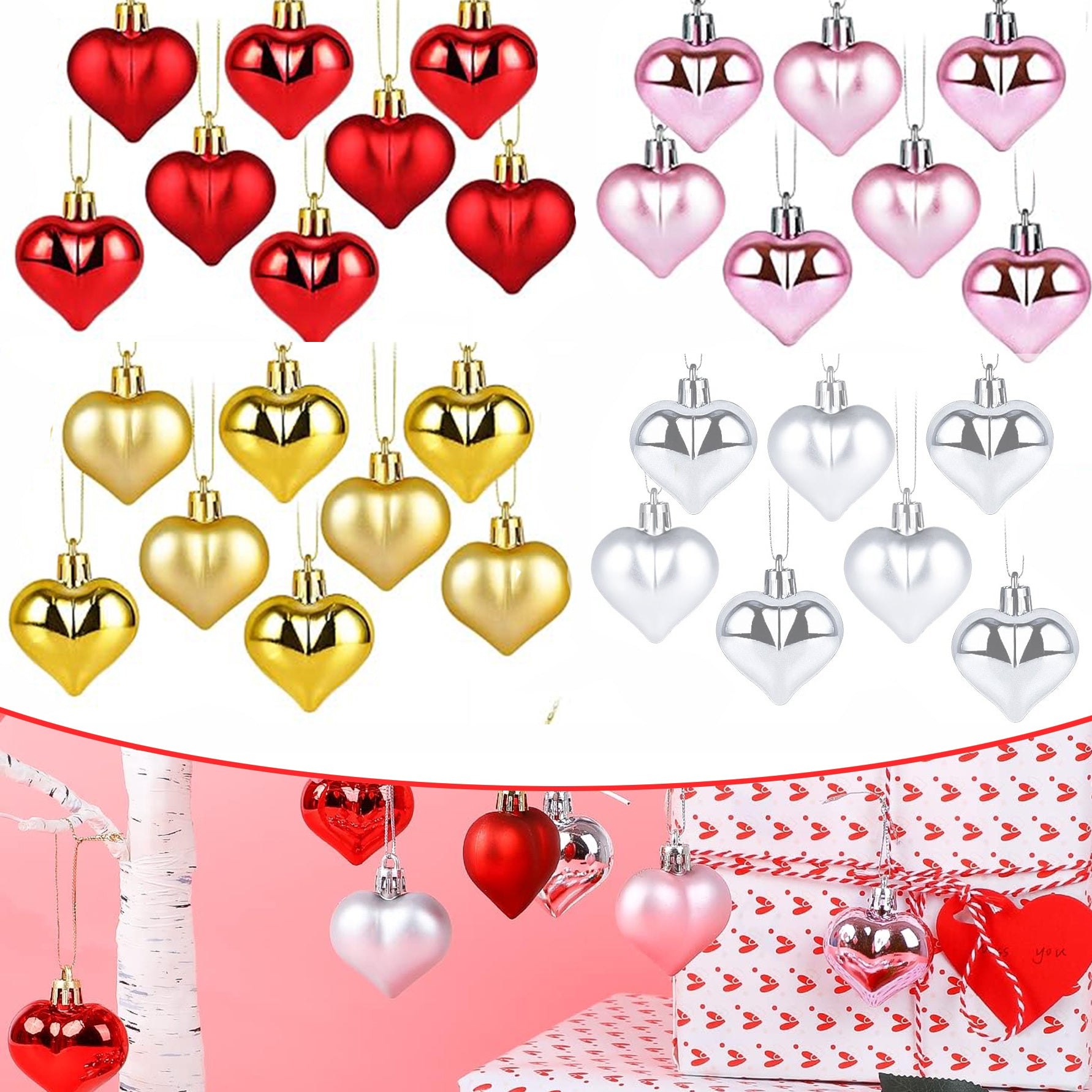 12PCS Christmas Heart Pendants - The Premium