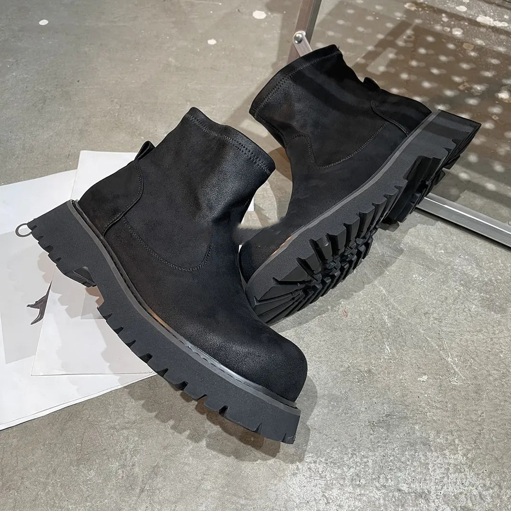 Genuine Leather Shoes Men's Retro Distressed Suede Chelsea Boots