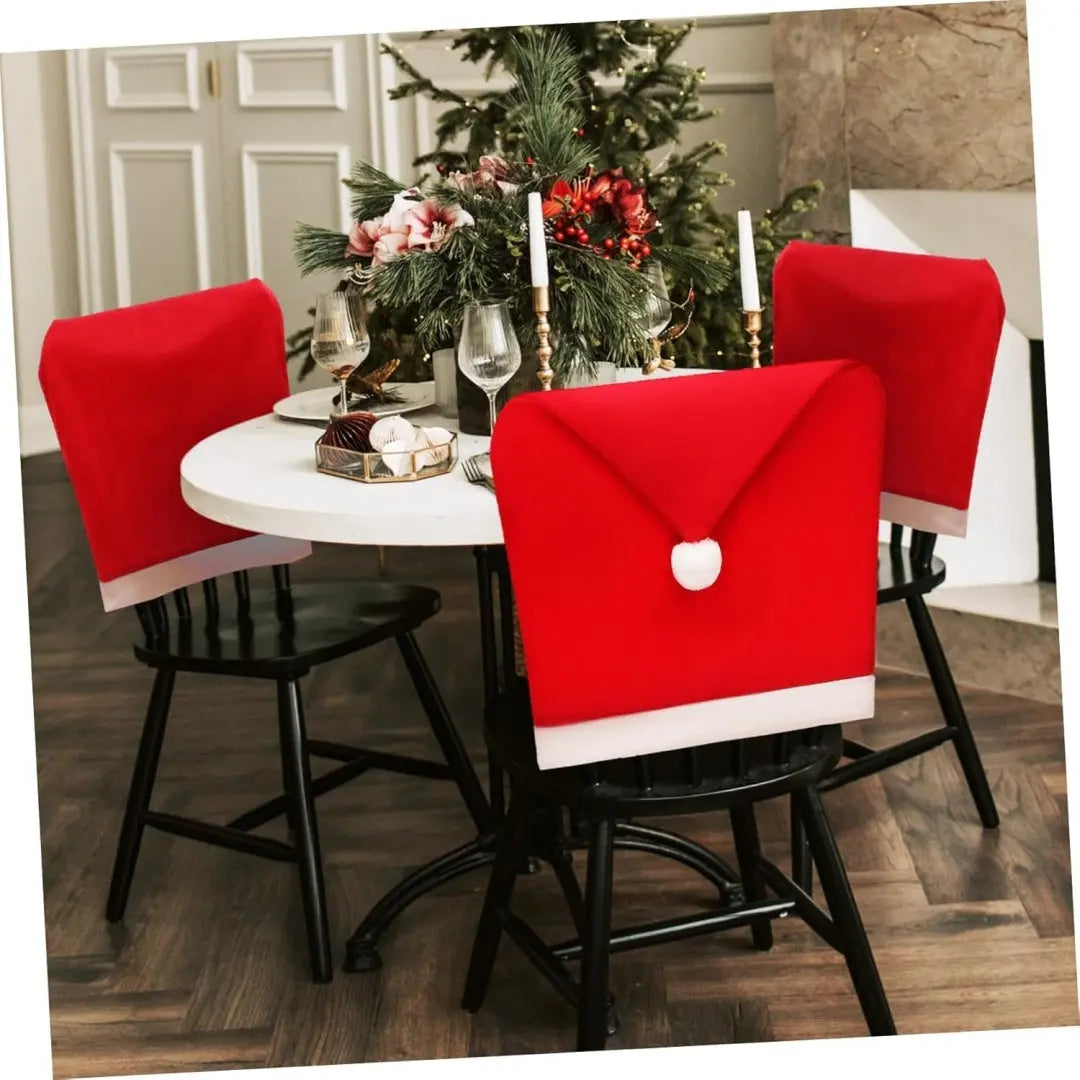 Christmas Chair Covers, Santa Claus Hat Slipcover Xmas Chair Back Cover For Christmas Din - The Premium