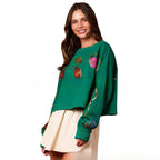 Christmas Bell Sequined Casual Long Sleeve Short Sweater