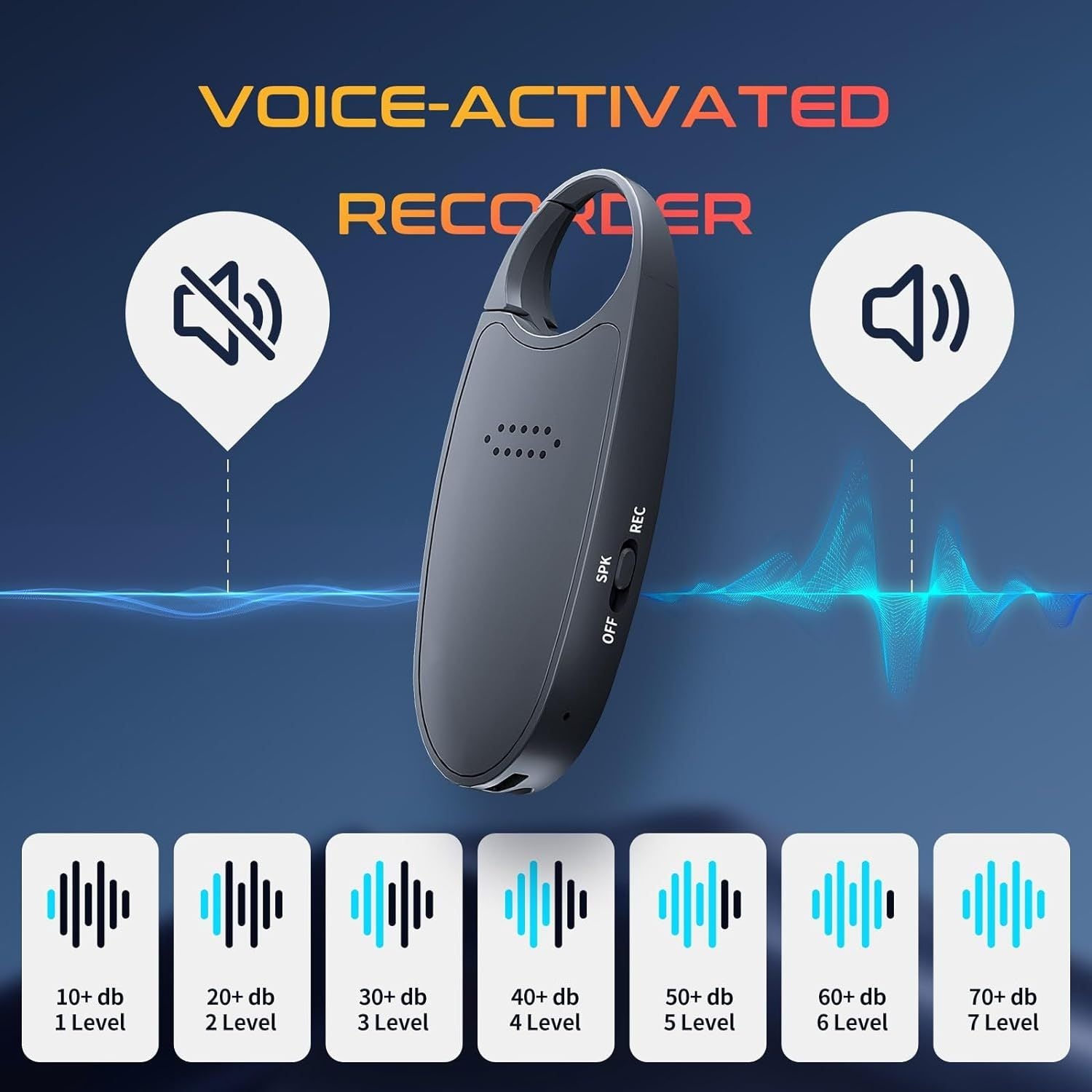 Digital Voice Activated Recorder With Playback, 4-in-1 Mini Magnetic Keychain Audio Recorder With AI Noise Cancelling, Small Voice Device For Lectures, Meetings