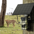 1Pc 4G 4K 30FPS Solar Trail Camera Outdoor Wildlife Camera Motion Activated IP66 Waterproof With 140 Degree Viewing Angle No Glow Night Vision SIM Card APP Control No WiFi Needed