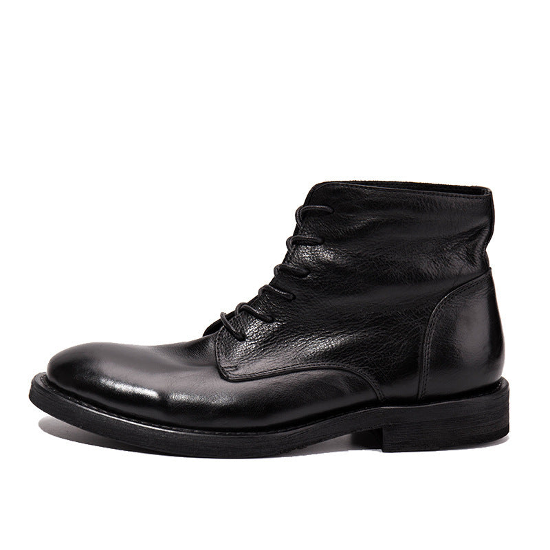 Trendy Workwear Boots All-match First Layer Cowhide Retro