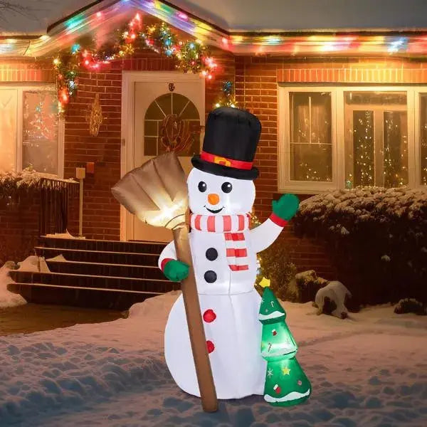 6.2FT Lighted Christmas Inflatable Decoration, Inflatable Snowman Holding Groom, Funny Blow Up Yard Decorations With Built-in LED Lights For Holiday Party Front Yard Lawn Garden Decor - The Premium