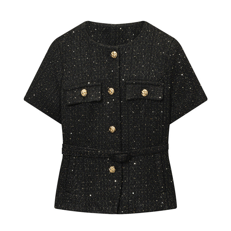 Women's Vest With Belt Texture