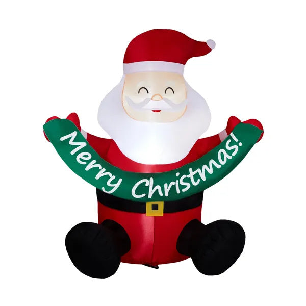 5.8FT Lighted Christmas Inflatable Decoration, Inflatable Santa Claus Holding Banner, Funny Blow Up Yard Decorations With Built-in LED Lights For Holiday Party Front Yard Lawn Garden Decor - The Premium