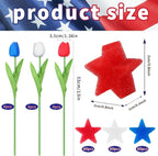 4th Of July Decorations, 12 Pcs Patriotic Artificial Tulips With 180 Pcs Red White Blue Sponge Stars Independence Day Vase Filler For Home Table Centerpiece Decor Clearance Sale - The Premium