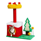 29.5in Christmas Themed Plush Cat Tree, Multi-level Cat Tower With Cat Condo, Top Crown Perch, Sisal Scratching Posts, Cat Pet Activity Center For Indoor Cats - The Premium