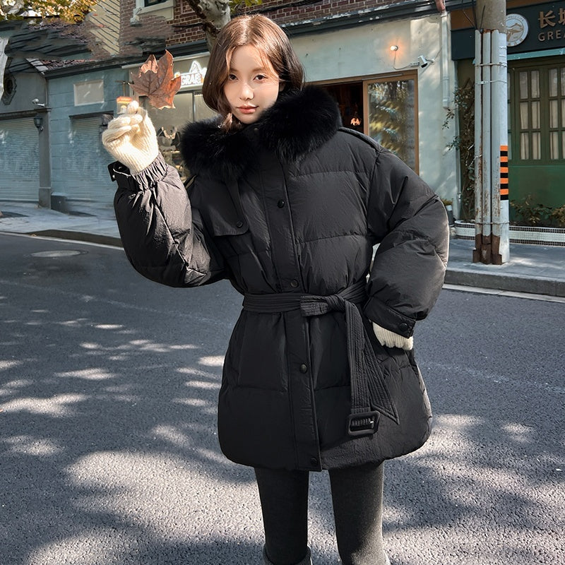 Women's Mid-length Fox Fur Collar Down Jacket