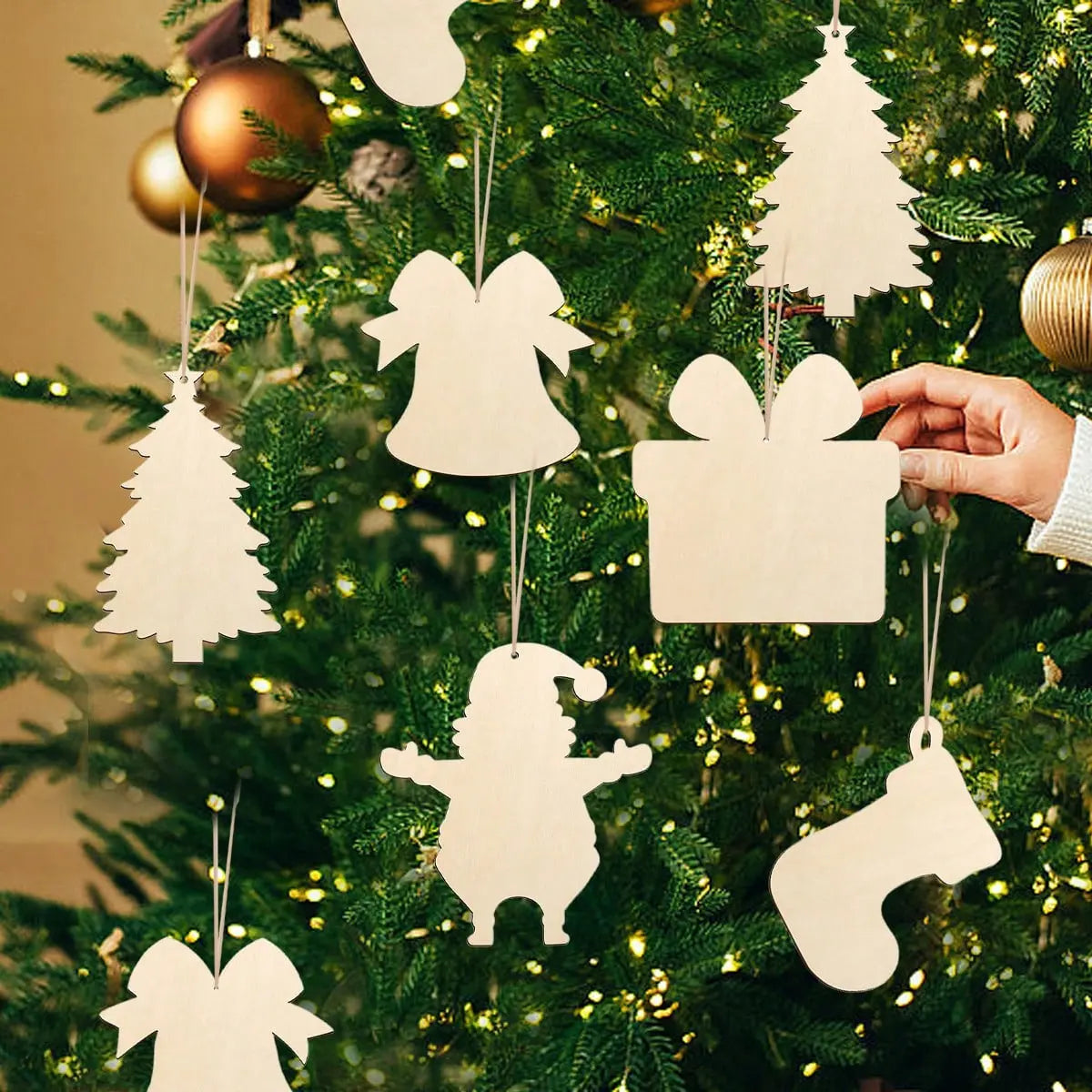20 Pcs Wooden Christmas Ornaments Unfinished Wood Slices For Crafts In 4 Styles DIY Wooden Christmas Ornaments Hanging Decorations For DIY Craft And Holiday Decoration - The Premium