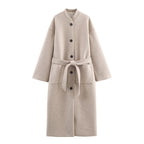 Long Belted Elegant Coat For Women