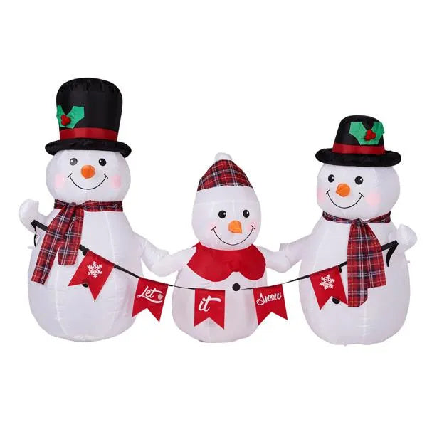 6.2FT Lighted Christmas Inflatable Decoration, Inflatable Snowman Family With Bunting, Funny Blow Up Yard Decorations With Built-in LED Lights For Holiday Party Front Yard Lawn Garden Decor - The Premium