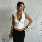 Lace Trim Sexy Crop Top For Women