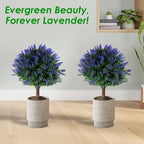 2 Packs Artificial Lavender Topiary Ball Trees UV Resistant Artificial Shrubs Fake Plants Evergreen Artificial Bush With Ground Spike For Indoor Outdoor Front Porch Garden - The Premium