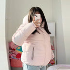 Detachable Hat Short Loose Cotton Coat Women