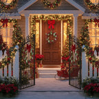 3PCS Set Christmas Door Wreath With Pine Cones & Greenery 13 Red Berry Holly Wreath For Holiday Home Decor FBA Shipment - The Premium