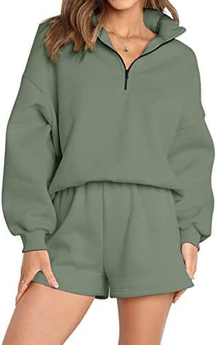 Women's Casual Three-quarter Pants Solid Color Sweatshirt Two-piece Set