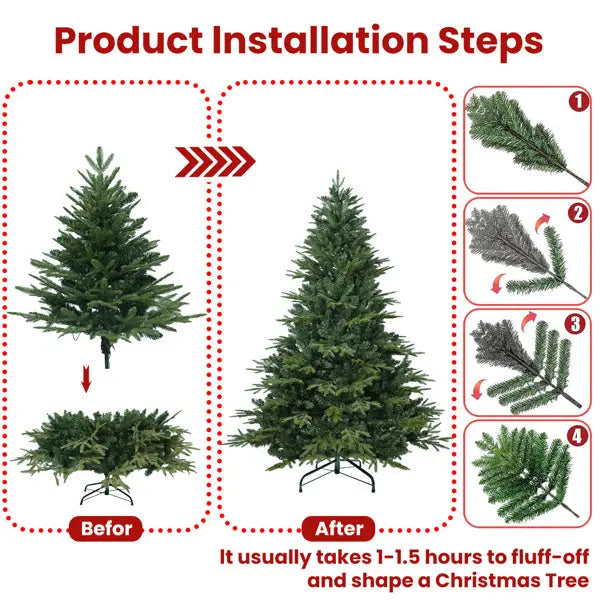 Artificial 4ft Green Christmas Tree With 856 PE PVC Mixed Branch Tips, Steel Wire, Hinged Premium & Foldable Base For Indoor Holiday Decorating - The Premium