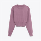 European And American Style Fashionable Round-neck Long-sleeve Plain Knit Sweater