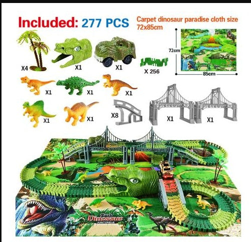 Children's Electric Assembled Track Racing Simulation Animal Tyrannosaurus Dinosaur Toy Puzzle Boy Gift