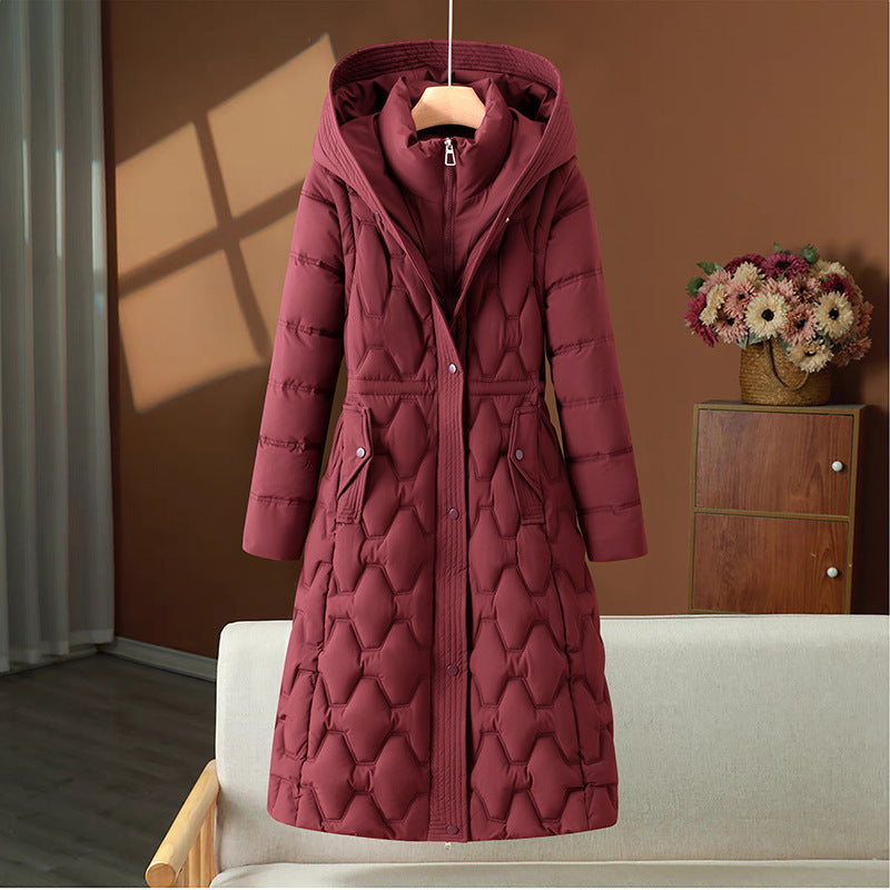 Long Cotton-padded Jacket Winter Fashion Mid-length Women's Down Cotton Jacket Coat